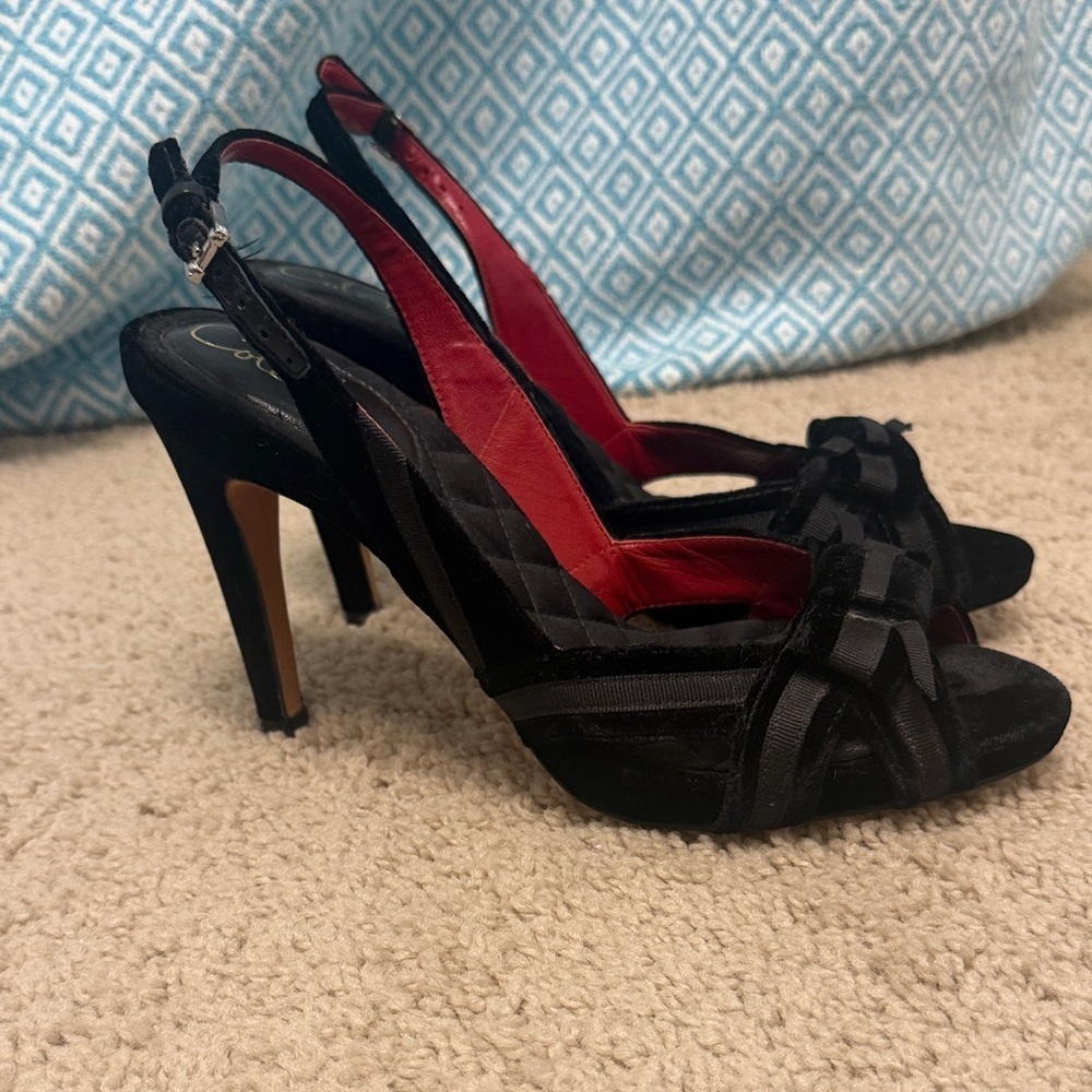 Cole Haan Black and Red Slingback Heels